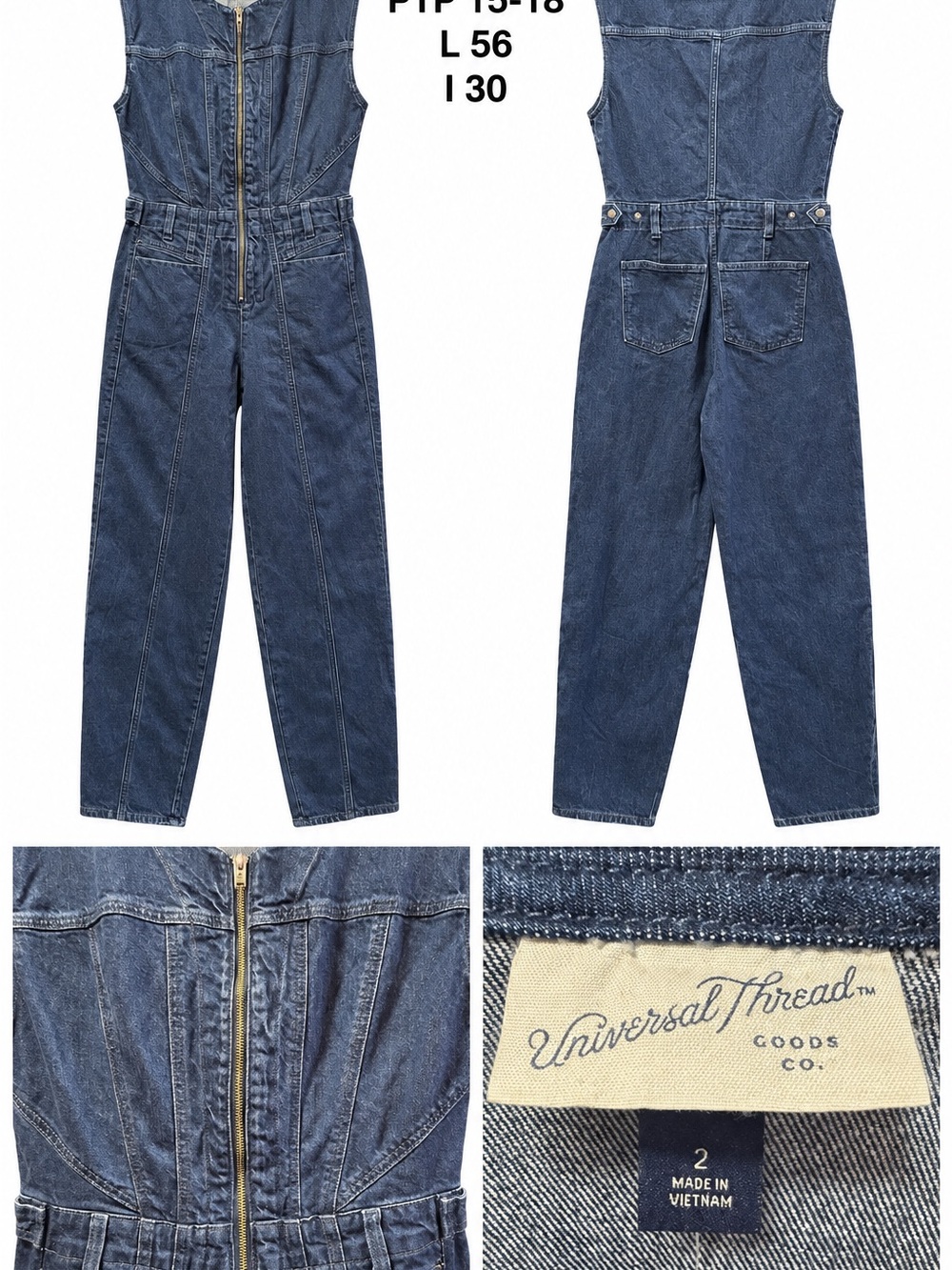 Universal Thread Women’s Blue Denim Zip-Front Jumpsuit
